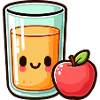 Kawaii Juice and Apple Illustration