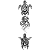 A jellyfish and two turtles (black)