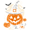 Halloween Pumpkin with Witch Hat & Spider