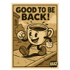 Cheerful coffee cup walks
