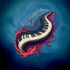 Music in motion, the piano curved.