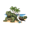Blue-footed booby marine iguana