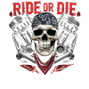 Motorcykel Skull Ride eller Die Biker Chopper Rock