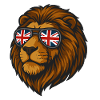 Lion with the British Flag in Glasses