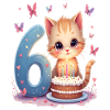 Cute Kitten 6th Birthday Girl