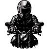 Motorradfahrer im Helm – Frontansicht Illustration