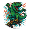 Dino with skateboard