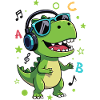 T-Rex vert avec casque ABC - Rentrée
