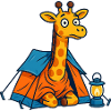 Cartoon Giraffe Camping Design