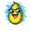 Funny avocado with glasses