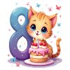 Cute Kitten 8th Birthday Girl