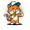 Cat eating pizza