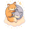 Cuddling Foxes Kawaii