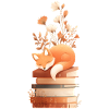 Fuchs auf Bücherstapel