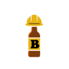 Beer bottle with construction helmet