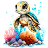 Vibrant Underwater Turtle Scene