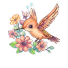 Kolibri mellem blomster