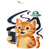 Space Cat with Alien UFO