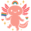 Cute Axolotl with Pride Flag & Rainbow