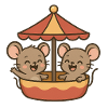 Two little mice on the merry-go-round