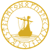Viking yellow longship and compass