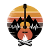 Electric Guitar, Mountains, Sunset, Campfire