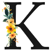 K Monogram, Floral, Personalizable