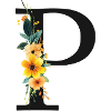 P Monogram, Floral, Customizable