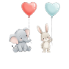 Elefant Kanin Kærlighed Ballon Hjerte Sød