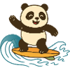 Happy Panda Surfing – Summer Illustration