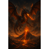 Feuerdrache über Vulkanlandschaft