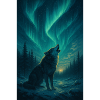 Wolf unter Polarlichtern