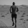 Solitary Runner in Desert Landscape