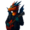 WPAP Style Animals - Dragon Guitarist