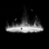 Nebulae Feuer-Silhouette auf Dunkelgrau