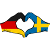 Tyskland Sverige flagga händer hjärta form