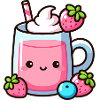 Kawaii Strawberry Milk Mug Design