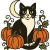 Moonlit Pumpkin Cat Scene