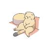 Relaxing cat in bed with pillow