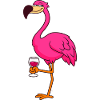 Sjov flamingo med vinglas