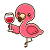 Cute Flamingo with wine glas