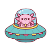 Cute Axolotl Flying A Spaceship
