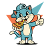 Hangover eats pizza