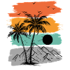 Summer beach palm mountains