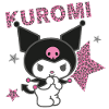 Kuromi con scritte e stelle in stile Leone