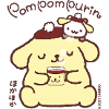 Pompompurin Drinks Coffee With Muffin