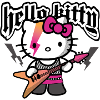 Hello Kitty i rocktøj spiller elektrisk guitar