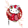Hello Kitty Dans Un Kimono Avec Des Fleurs