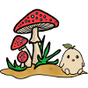 Tama and mushrooms