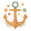 Boho Anker mit Blumen & Herzen Design
